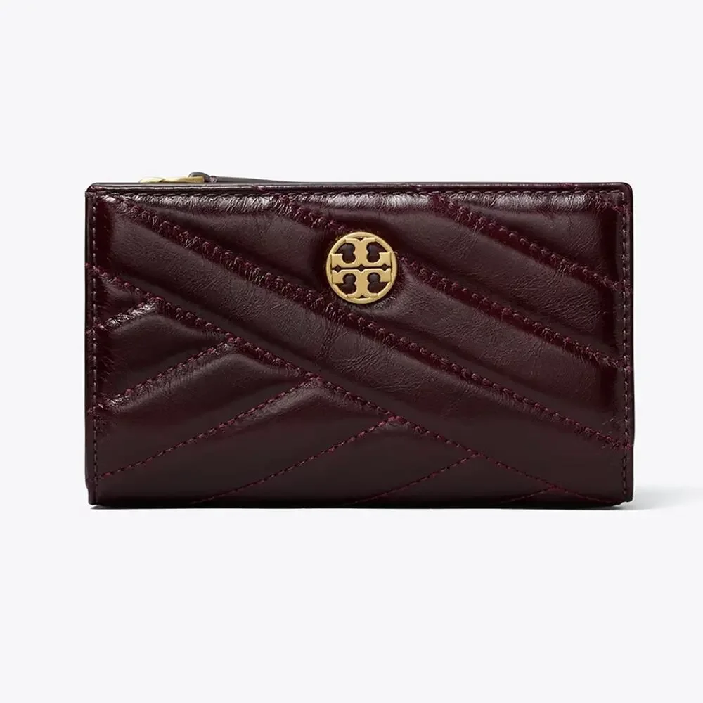 New‼️Tory Burch Willa Chevron Glazed Medium Wallet 181139 Fig $270